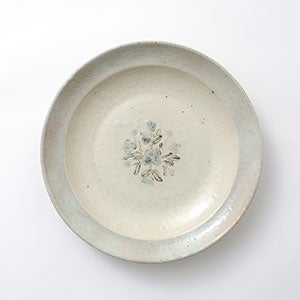伊賀石本 花絵皿 七寸半 菜の束 0335