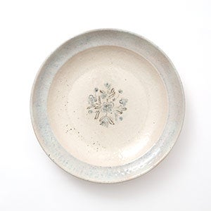 伊賀石本 花絵皿 七寸半 菜の束 0367