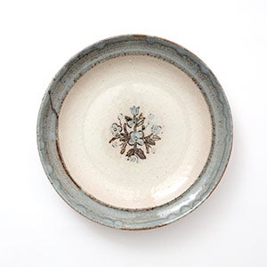 伊賀石本 花絵皿 七寸半 菜の束 0372
