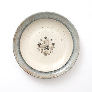 伊賀石本 花絵皿 七寸半 菜の束 0376