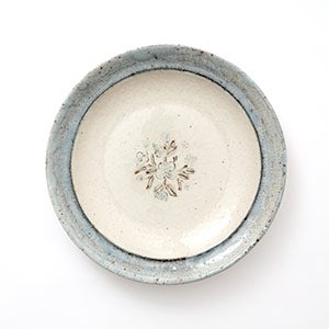 伊賀石本 花絵皿 七寸半 菜の束 0377