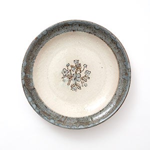 伊賀石本 花絵皿 七寸半 菜の束 0382