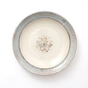 伊賀石本 花絵皿 七寸半 菜の束 0390