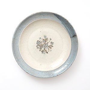 伊賀石本 花絵皿 七寸半 菜の束 0393