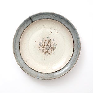 伊賀石本 花絵皿 七寸半 菜の束 0396