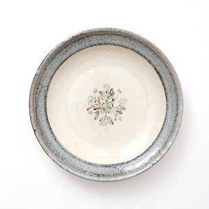 伊賀石本 花絵皿 七寸半 菜の束 0397