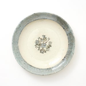 伊賀石本 花絵皿 七寸半 菜の束 0446