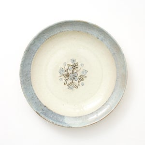 伊賀石本 花絵皿 七寸半 菜の束 0451