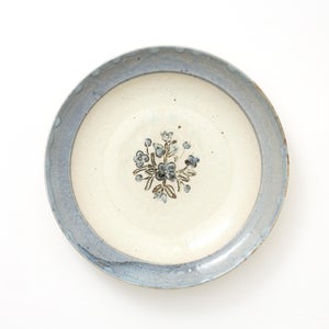 伊賀石本 花絵皿 七寸半 菜の束 0455