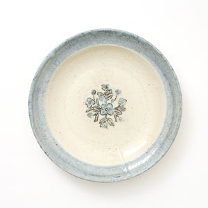 伊賀石本 花絵皿 七寸半 菜の束 0461