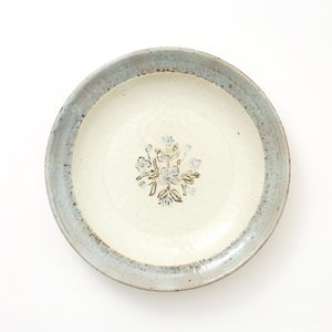 伊賀石本 花絵皿 七寸半 菜の束 0462