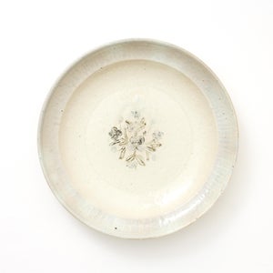 伊賀石本 花絵皿 七寸半 菜の束 0463