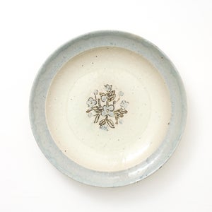 伊賀石本 花絵皿 七寸半 菜の束 0466