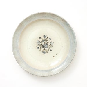 伊賀石本 花絵皿 七寸半 菜の束 0469