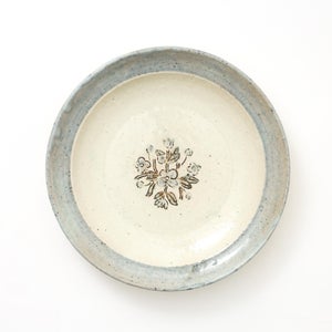 伊賀石本 花絵皿 七寸半 菜の束 0470