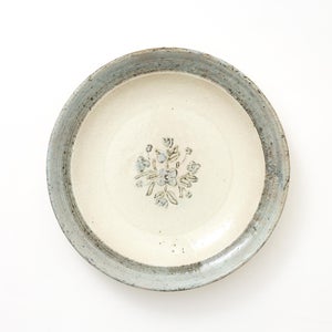 伊賀石本 花絵皿 七寸半 菜の束 0471