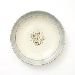 伊賀石本 花絵皿 七寸半 菜の束 0474