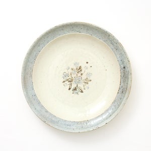 伊賀石本 花絵皿 七寸半 菜の束 0478