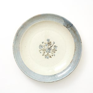 伊賀石本 花絵皿 七寸半 菜の束 0480