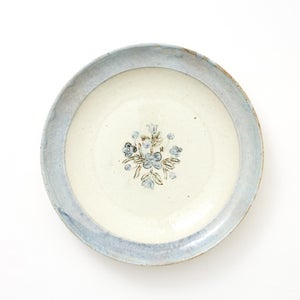 伊賀石本 花絵皿 七寸半 菜の束 0485