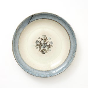 伊賀石本 花絵皿 七寸半 菜の束 0494