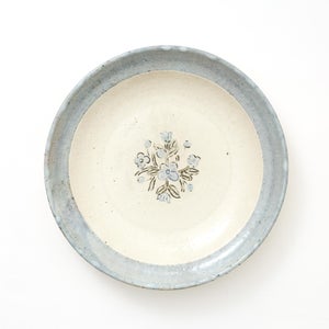 伊賀石本 花絵皿 七寸半 菜の束 0506