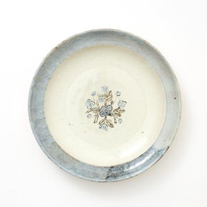 伊賀石本 花絵皿 七寸半 菜の束 0509