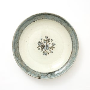 伊賀石本 花絵皿 七寸半 菜の束 0516