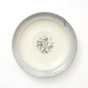 伊賀石本 花絵皿 七寸半 菜の束 0517