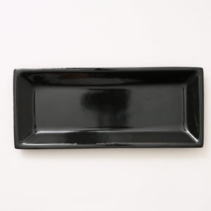 伊賀 長角皿 黒飴 0106