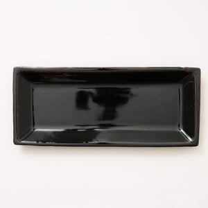 伊賀 長角皿 黒飴 0112