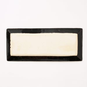 伊賀 長角皿 黒飴 0117