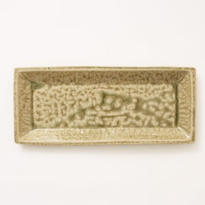 伊賀 長角皿 松灰 0051