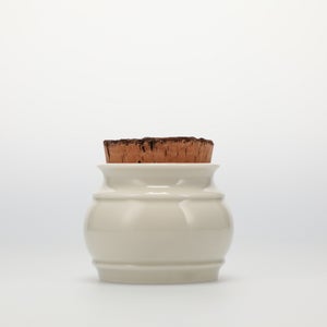 キッチンツールキャニスター 75mm 樽 グレー 鬼皮コルク付 4739