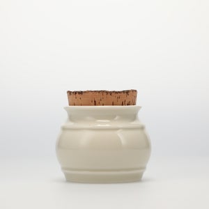 キッチンツールキャニスター 75mm 樽 グレー 鬼皮コルク付 5010