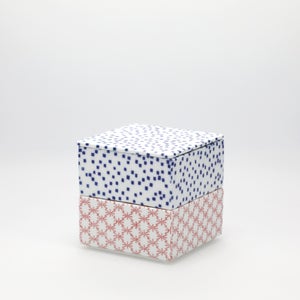 重箱 小＋蓋 2段セット 呉須 / 赤絵 0015