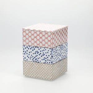 重箱 小＋蓋 3段セット 赤絵 / 呉須 / 銀 0049