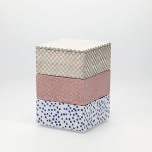 重箱 小＋蓋 3段セット 銀 / 赤絵 / 呉須 0043