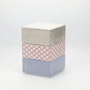 重箱 小＋蓋 3段セット 銀 / 赤絵 / 呉須 0041