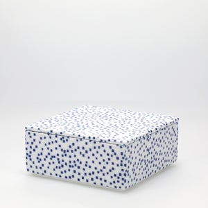 重箱 中＋蓋セット 四角ちらし/呉須 0006