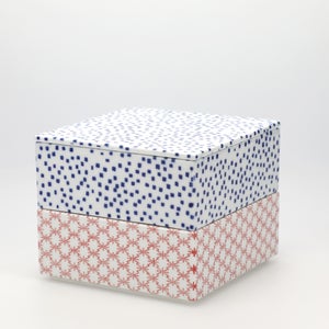 重箱 中＋蓋 2段セット 呉須 / 赤絵 0125