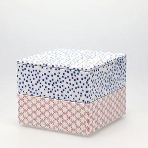 重箱 中＋蓋 2段セット 呉須 / 赤絵 0125