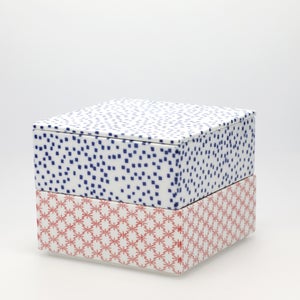 重箱 中＋蓋 2段セット 呉須 / 赤絵 0126