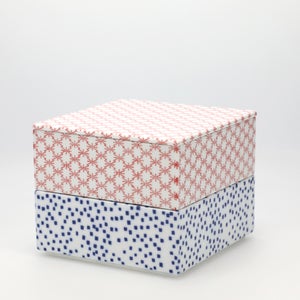 重箱 中＋蓋 2段セット 赤絵 / 呉須 0075