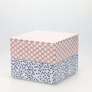 重箱 中＋蓋 2段セット 赤絵 / 呉須 0075