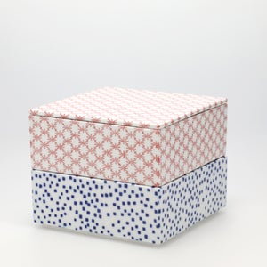 重箱 中＋蓋 2段セット 赤絵 / 呉須 0076