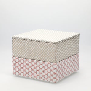 重箱 中＋蓋 2段セット 銀 / 赤絵 0030