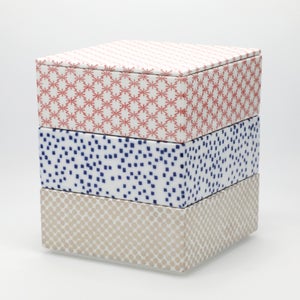 重箱 中＋蓋 3段セット 赤絵 / 呉須 / 銀 0019