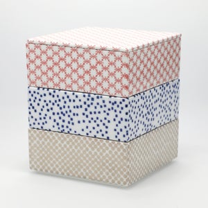 重箱 中＋蓋 3段セット 赤絵 / 呉須 / 銀 0019